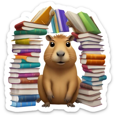 Clever CAPIBARa with books sticker