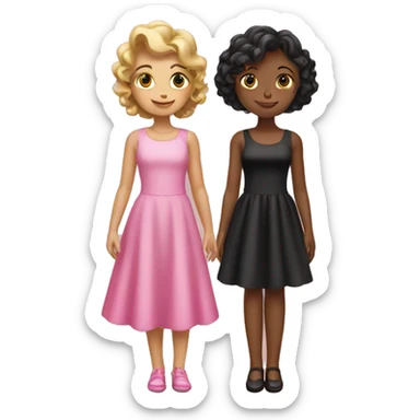 two girls in pink dress and in black dress sticker