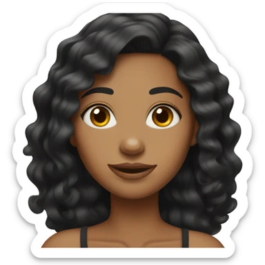 Black hair wavy tan skin girl  sticker