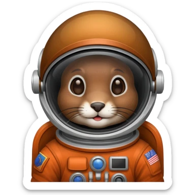 dark brown rabbit astronaut sticker