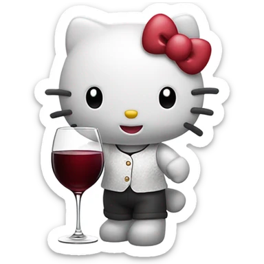 Hello Kitty drinking red wine sticker