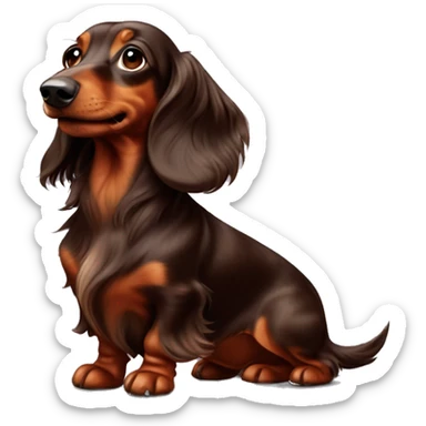 long haired dachshund chocolate dappled  sticker