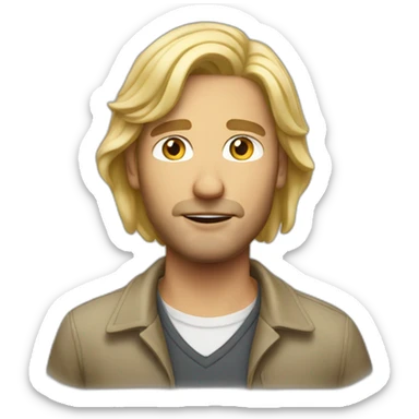 Man middle long sark blond hair sticker