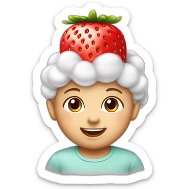 Smiling cute Baby with a strawberry on top of the head sticker