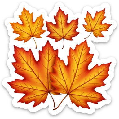 autumn leaves, white background sticker