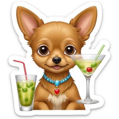 Yorkie Chihuahua mix drinking a martini sticker