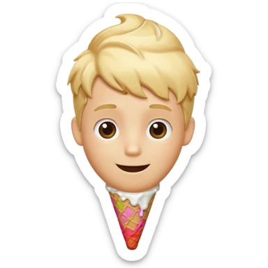 boy with blonde ice cream haircut doing idk shurg smiling sticker