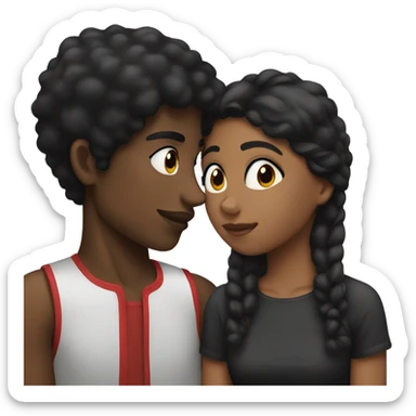 Black Boy black hair kissing girl sticker