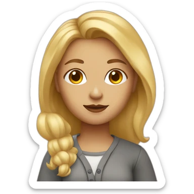 Blonde female artist who is painting sticker