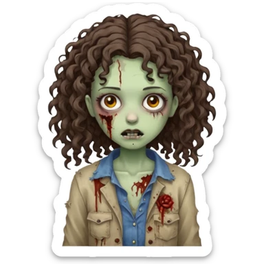 zombie brunette girl with curly, almost straight hair sticker