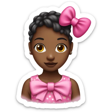 pretty black girl with pink bow wearing hello kitty shirt sticker