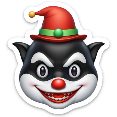 orca as an evil clown sticker