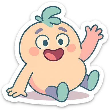 adorable gibberling character, round body, pastel colors, playful pose sticker