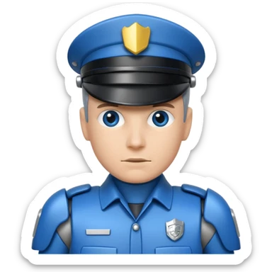 half robot cop sticker