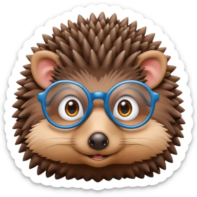 hedgehog with reading glass sticker