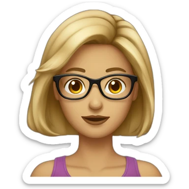 Femme lunette cheveux brun clair sticker
