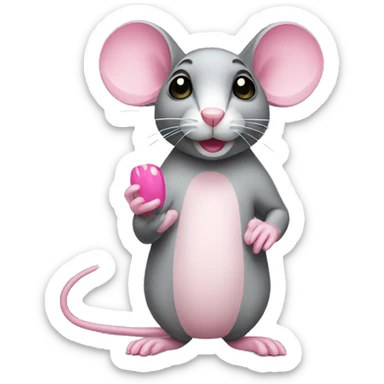 mouse with pink nails  sticker