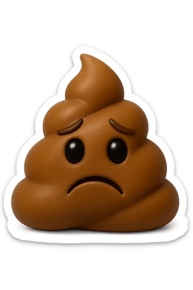 EMOJI STILE IPHONE 3D DI UNA MONTAGNETTA DI FECI A PALLINE CON ESPRESSIONE TRISTE, IPERREALISTICO 4K sticker