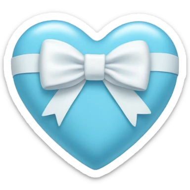 Baby blue heart with white bow sticker