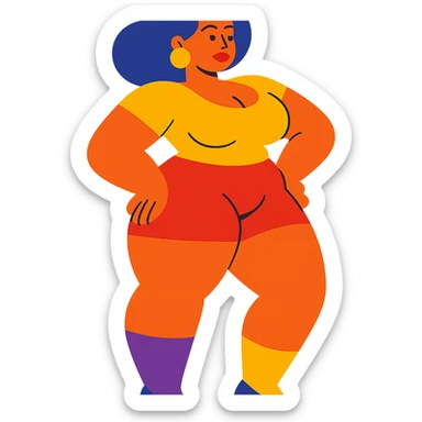 woman with exaggerated proportions sticker