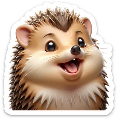 Cinematic Cute Yawning Hedgehog Portrait Emoji, Head tilted slightly with a dramatic, wide-open yawn, showcasing a soft, downy brown Fur with tiny, droopy ears and eyes barely open in drowsy contentment, Simplified yet irresistibly adorable features, highly detailed, glowing with a soft, cozy glow, high shine, relaxed yet expressive, stylized with a touch of natural whimsy, bright and endearing, soft glowing outline, capturing the essence of a sleepy yet affectionate hedgehog, so drowsy it feels like it could curl up out of the screen for a nap! sticker