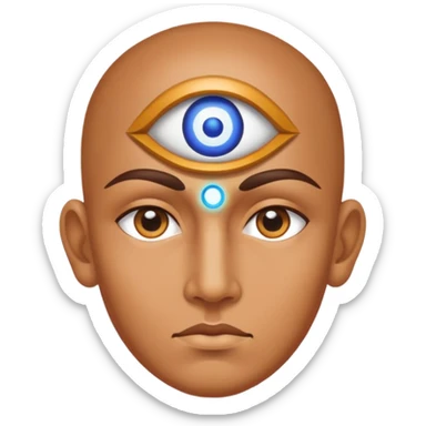 A highly focussed godlike person with a third eye working  sticker