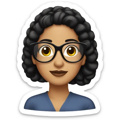 Hispanic woman with black bun and luxury glasses sticker