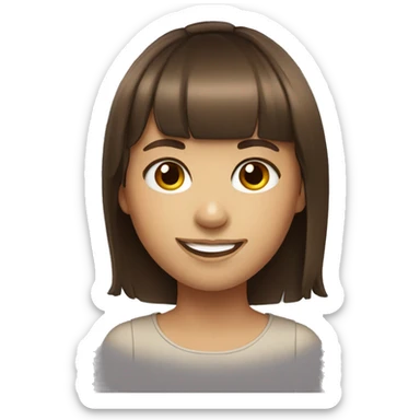 brown-haired girl with bangs smiling portrait sticker
