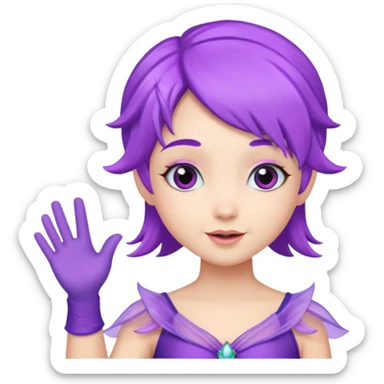 Fairy with little purple hair Waving hi
 sticker