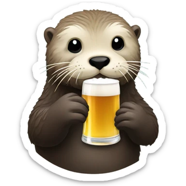 a beer-drinking sea otter sticker