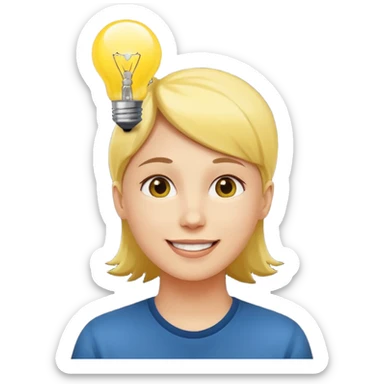 Generate a realistic emoji of someone happy figuring something out and being smart about it sticker