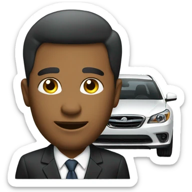 car salesman selling a car sticker