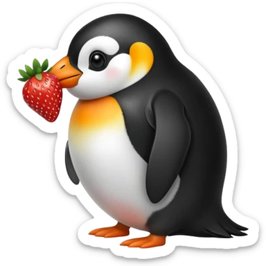 Penguin strawberry sticker
