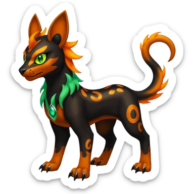Elemental Groovy Diaphanous Scaley Demonic Liepard-Houndoom-Litten-Sprigatito-Pokémon-fusion-creature (full body) sticker