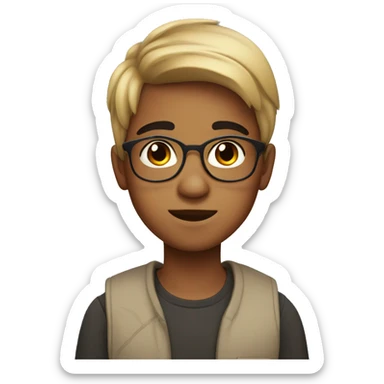 Indian 14 year old boy and no specs with medium sized black hair and with light eyelashes sticker