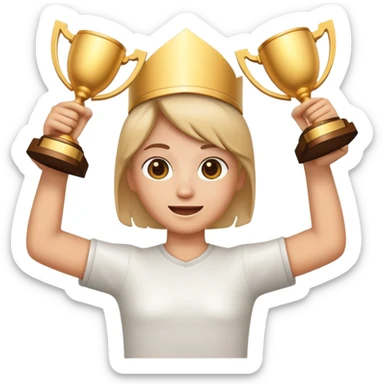 Your face shouldn't come out. Make an emoticon with your hands up and holding the trophy sticker