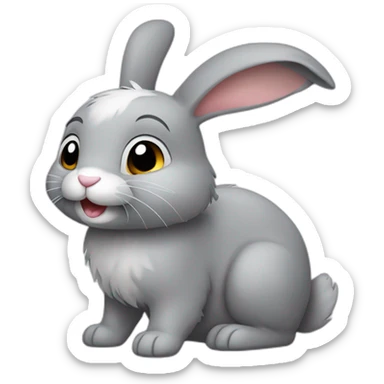 happy grey bunny with lop ears sticker