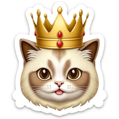 Chat sacré de birmanie avec une couronne dorée sur la tête sticker