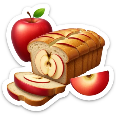 half sliced bread with apple slices inside sticker