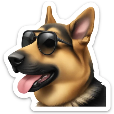 German shepherd with sunglasses  sticker