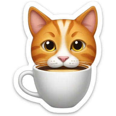 ginger cat drinking coffee sticker