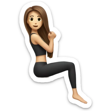 a woman with brown long hair making pilates exercises on a machine sticker