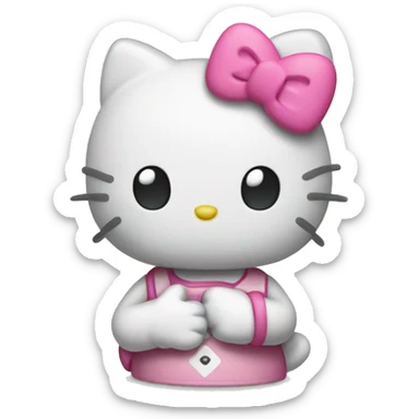 hello kitty doing peace sign with hand sticker