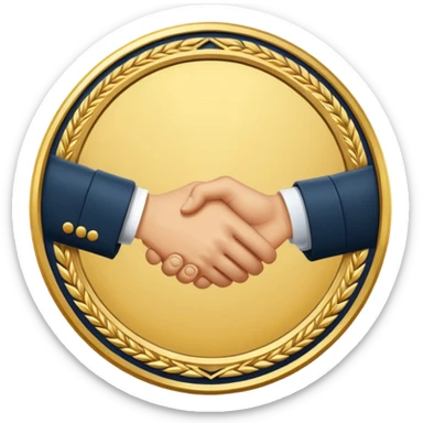 circular achievement style badge border for brand loyalist featuring a handshake and classy border  sticker