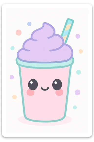 milkshake, kawaii cute style, adorable, charming, pastel colors sticker