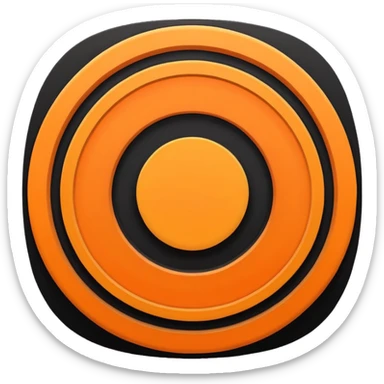 make a emoji of 3 concentric circles, the colour of concentric circles is orange, and the left spaces should be black sticker