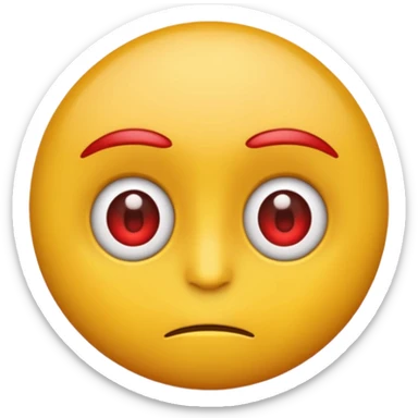 Un emoji basic avec une tête ronde et jaune des yeux fatigués et rouge  sticker