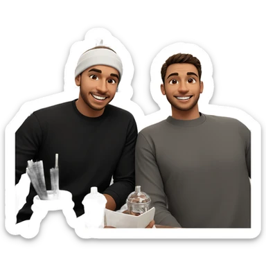 boys smiling indoors together sticker