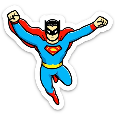superhero flying sticker