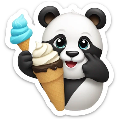 Panda eating ice cream sticker